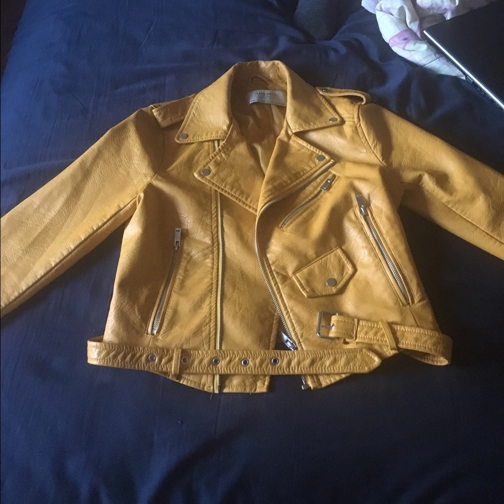 Yellow Zara Leather jacket size S