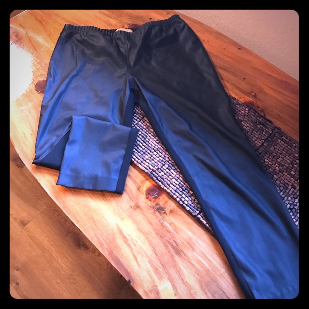Ellen Tracey faux leather front leggings