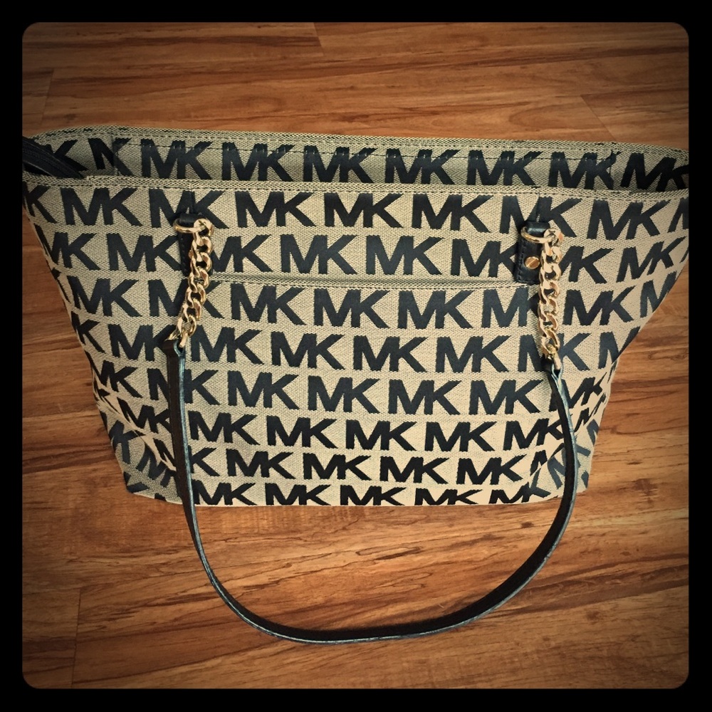 MK Jet Set Chain Signature Jacquard Tote