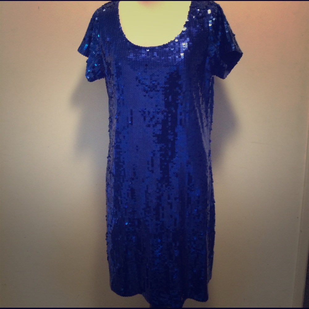 Betsey Johnson Blue Sequin Tshirt Dress
