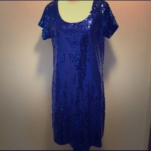 Betsey Johnson Blue Sequin Tshirt Dress