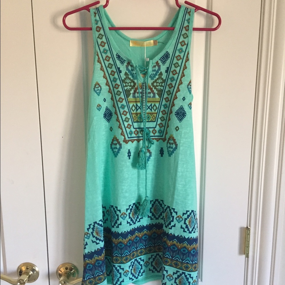 Turquoise Print Cover Up