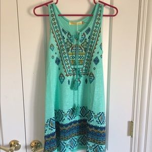 Turquoise Print Cover Up