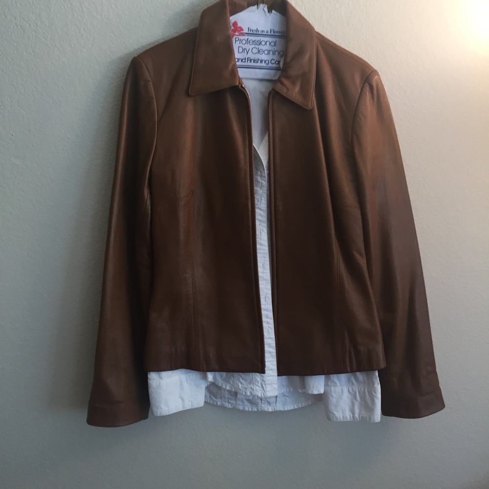 Brown leather jacket