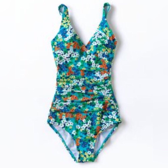 Boden Other - Boden Swimsuit Size 6 Blue Floral Wrap Front NWT