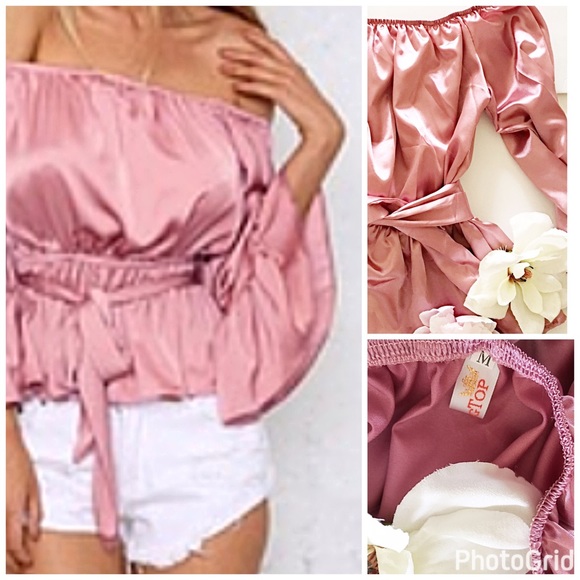 🎉SALE! 🎉Off The Shoulder PINK top - Picture 3 of 3