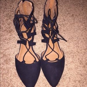 Taget black tie up flats