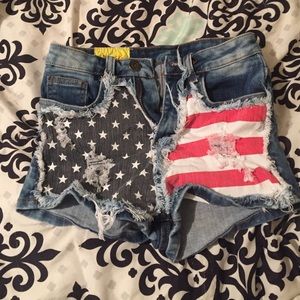 High waisted size S American flag shorts worn once
