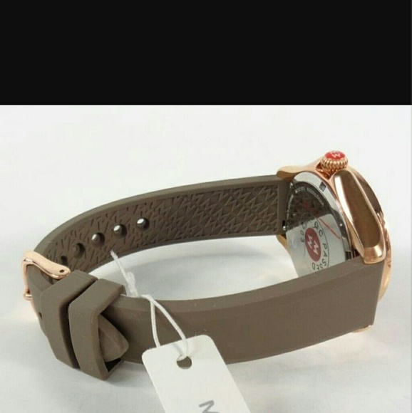 NWT Michele ladies rose gold gray/brown watch