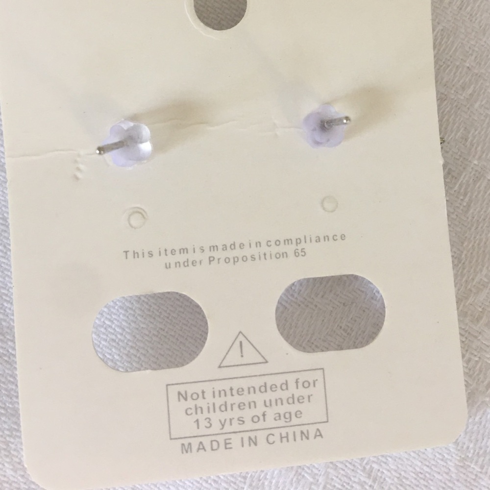 CZ Sunburst earrings silvertone - Picture 3 of 3