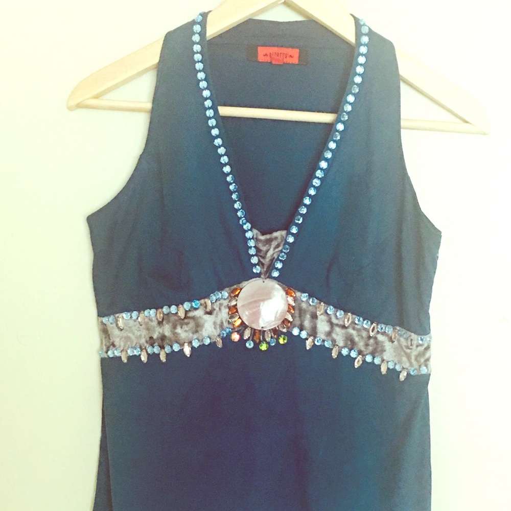 Blue beaded top