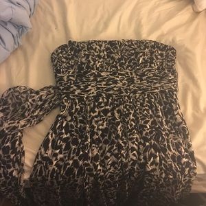 Black and white strapless dress