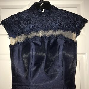 Evening gown, navy blue