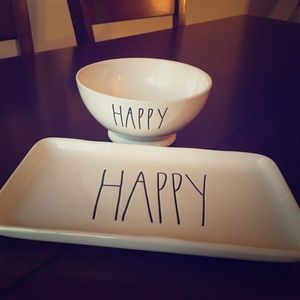 Rae Dunn 'Happy' Tray and Bowl
