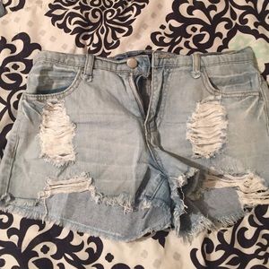 Size 24 (S) forever 21 high waisted jean shorts