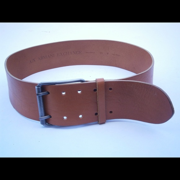Armani Exchange Tan Extra Wide Designer Belt - Picture 2 of 4