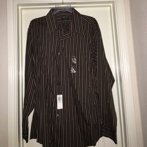 Arrow Brown & Cream button down long sleeve shirt.