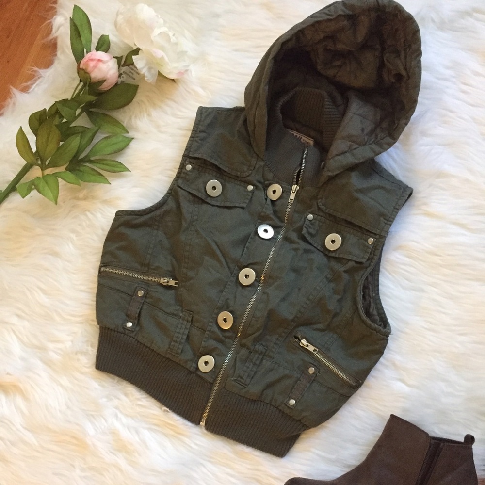 Military Sleeveless hoodie sweater