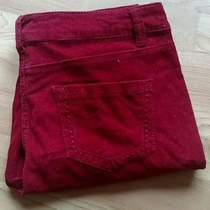 Red skinny corduroy pants