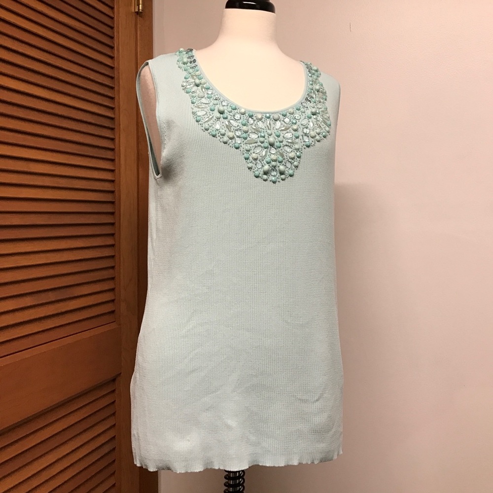 Ruby Rd. Woman Sea Foam Embellished Top