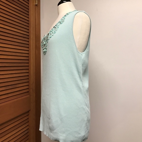 Ruby Rd. Woman Sea Foam Embellished Top - Picture 4 of 8