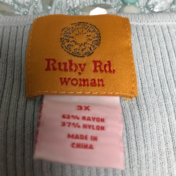 Ruby Rd. Woman Sea Foam Embellished Top - Picture 6 of 8