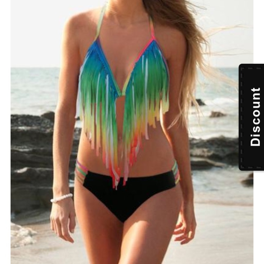 Fringe top triangle bikini