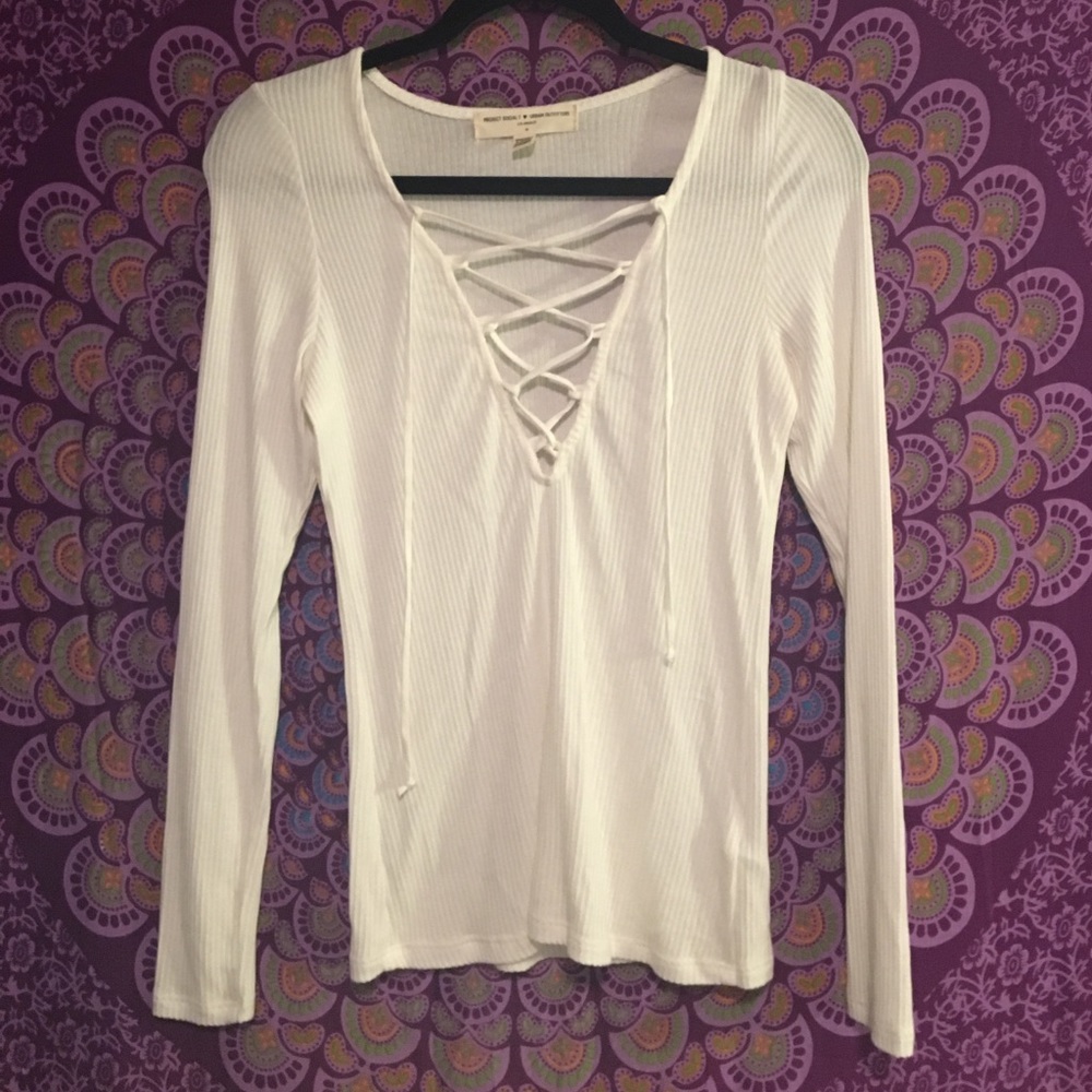 UO long sleeve tie up top