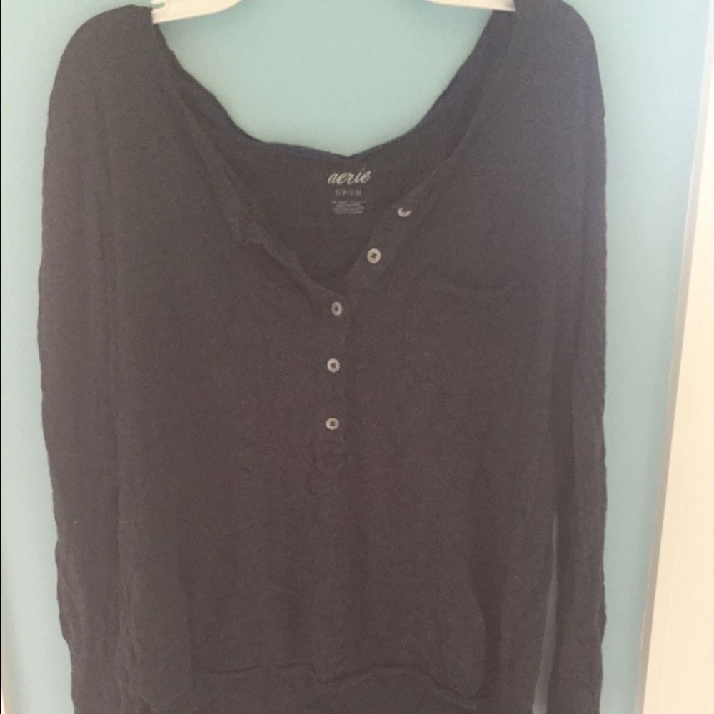 dark gray long sleeved button up