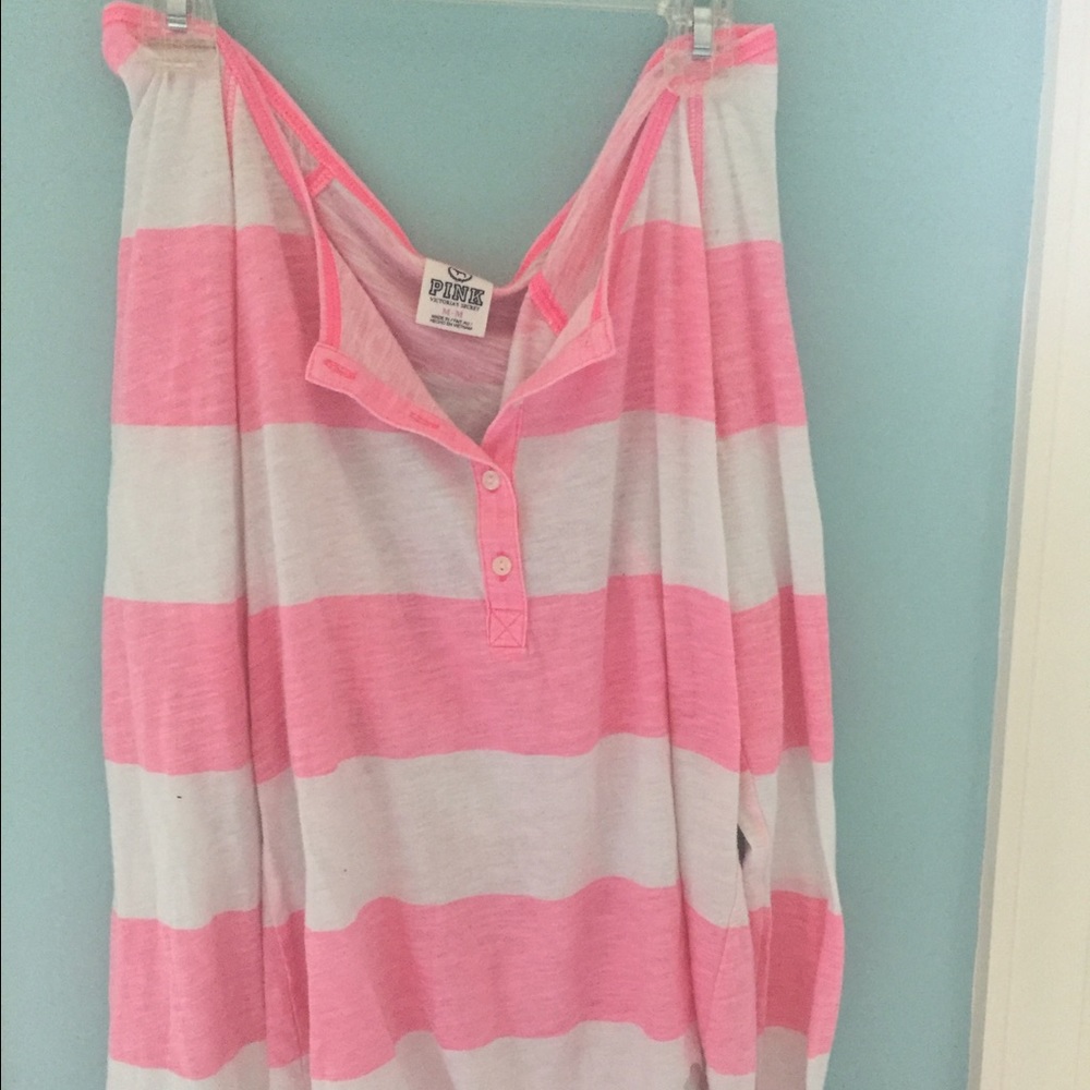 Long sleeved pink and white striped shirt