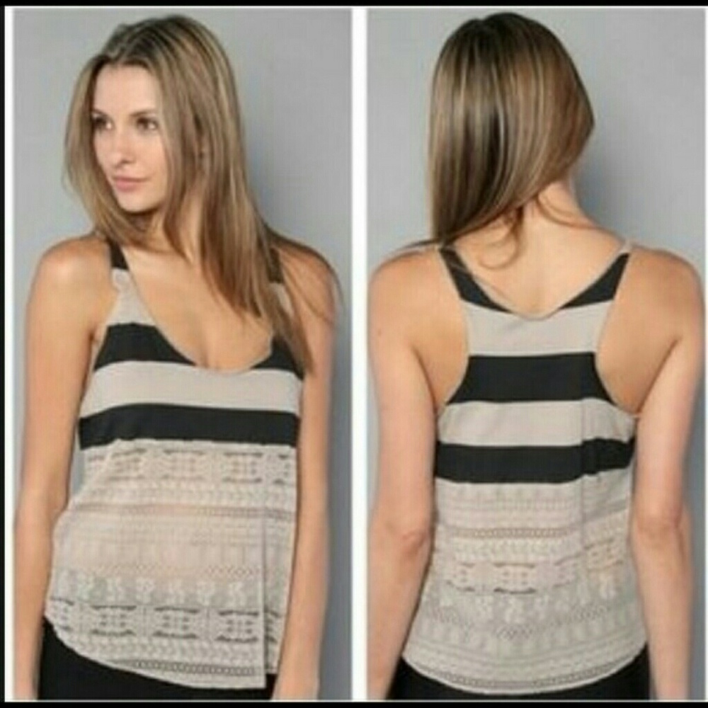 NWT* free people teal striped lace tank