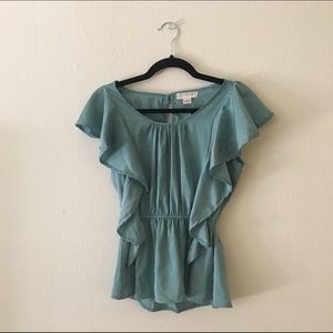 Kenar Turquoise/Aquamarine Frilly Blouse Sz S