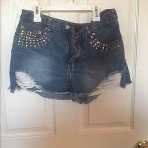 High waisted jean shorts
