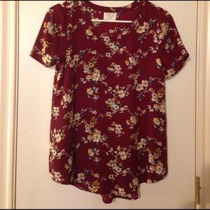 Maroon floral blouse