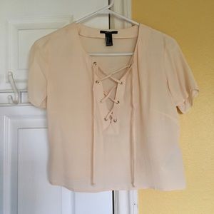 F21 lace up crop top blouse
