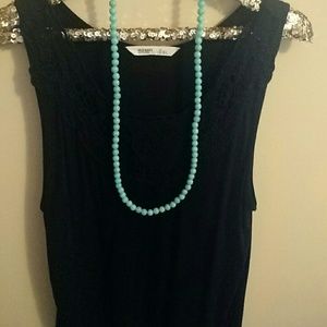 Old Navy Black Tank with Crochet Collar