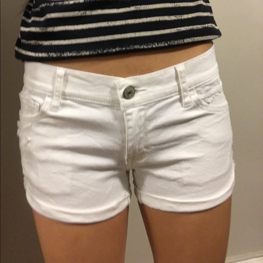 White denim shorts