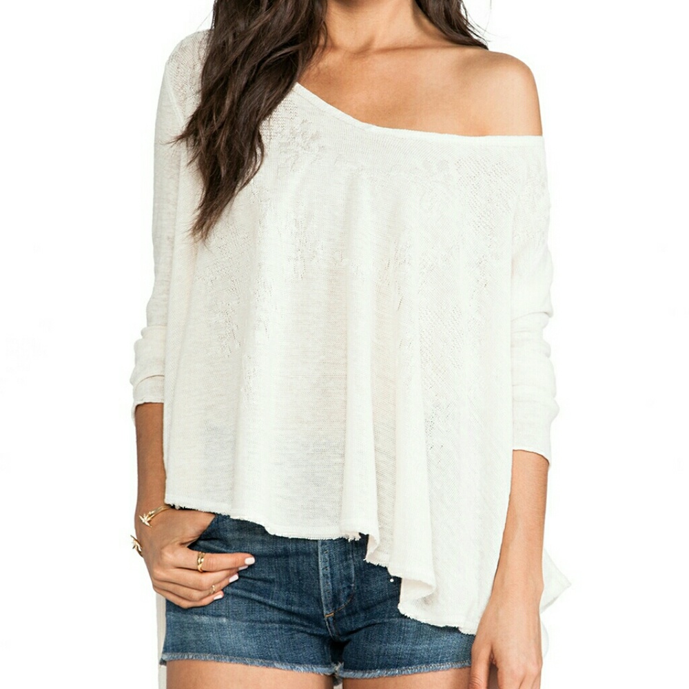 NWT free people cream knit linen circle sweater