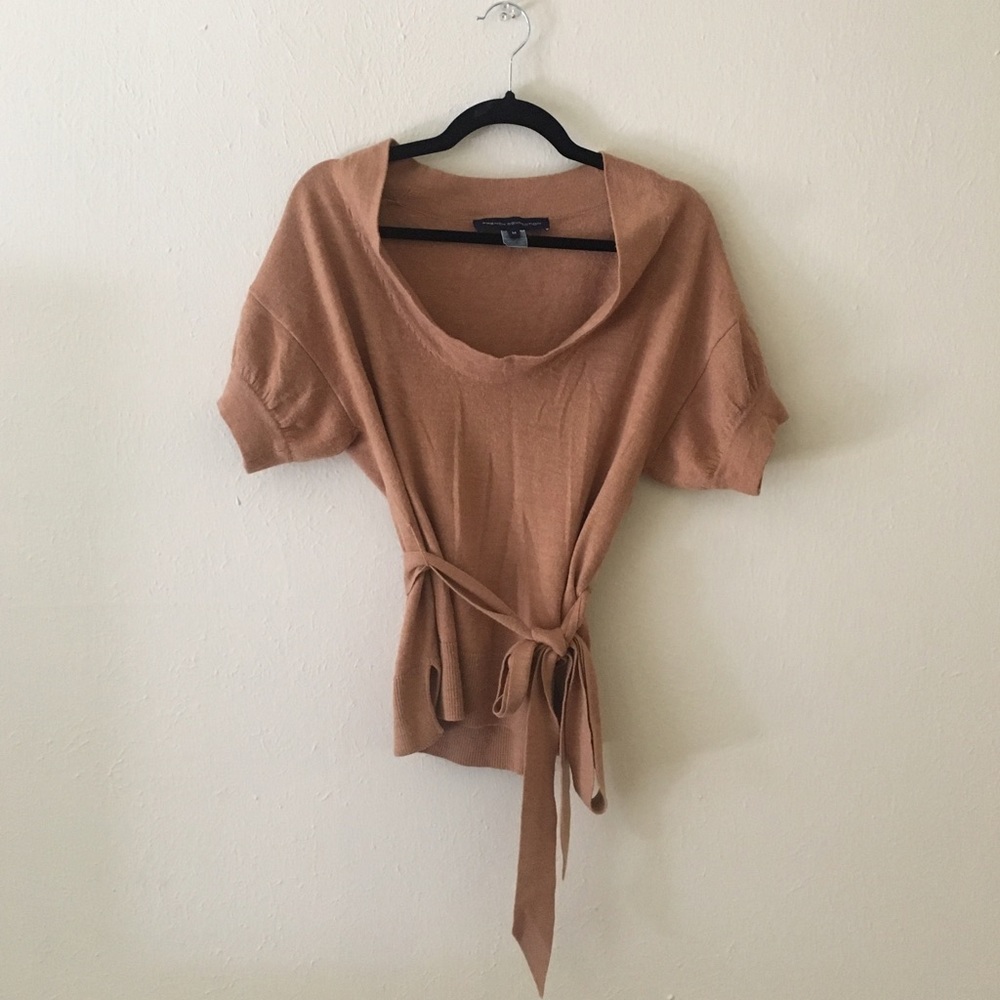 French Connection Tan Brown Sweater Blouse Sz M