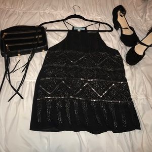 Black sequin top XS