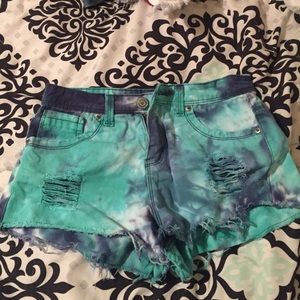 Size 25 high rise tie dye forever 21 jean shorts