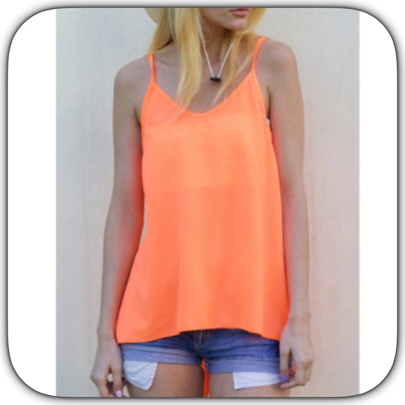 Boutique Tops - NWT HP Bright Orange Crisscross Open Back Top