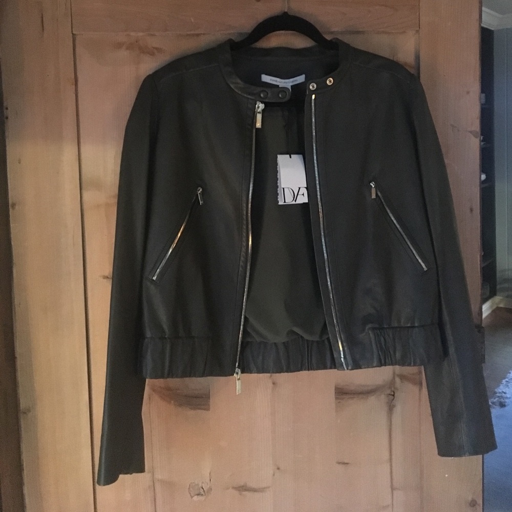 DVF leather motto jacket