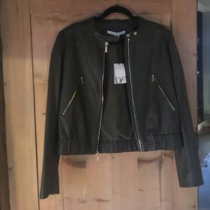 DVF leather motto jacket