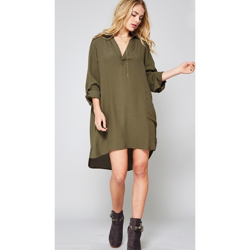 OLIVE SHIRT DRESS