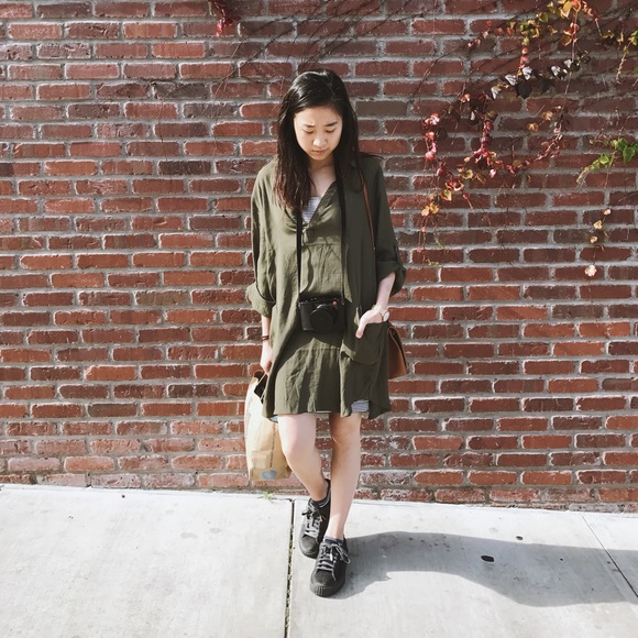 OLIVE SHIRT DRESS - Picture 4 of 4