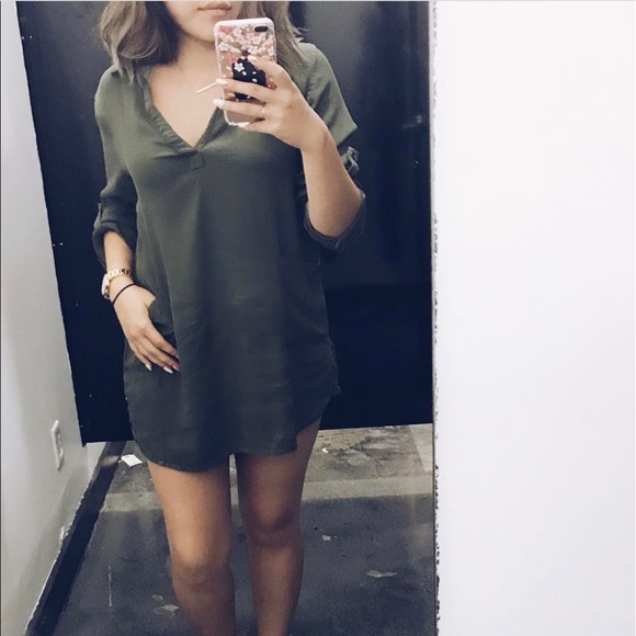 OLIVE SHIRT DRESS - Picture 3 of 4