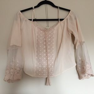 Garage cold shoulder cream peasant top