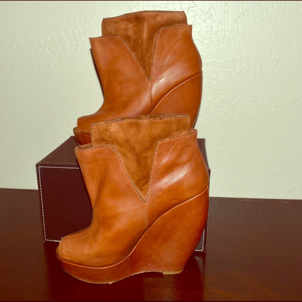 Joes Jeans platform wedge open toe booties
