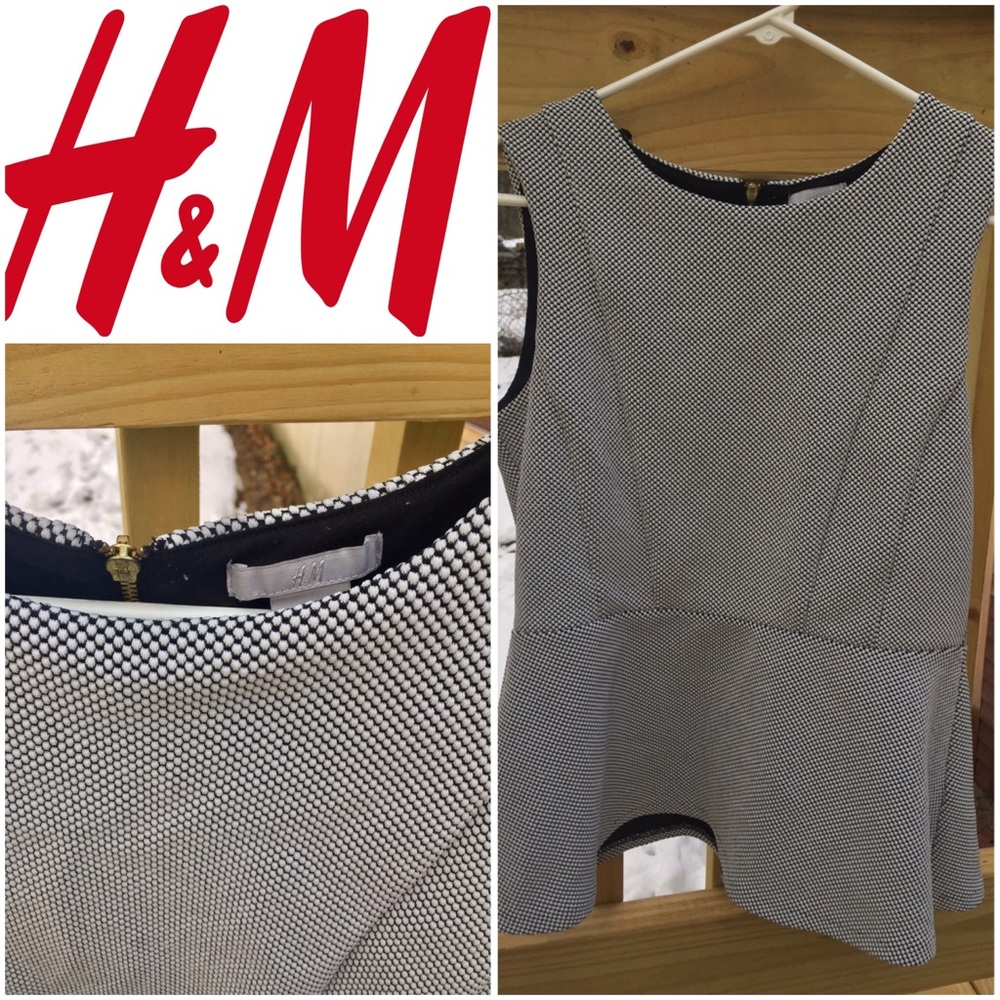 Peplum Style Black and White Top